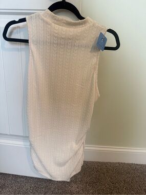 Maternity-Aluna Levi Cream Ribbed Mock Neck Tank Top